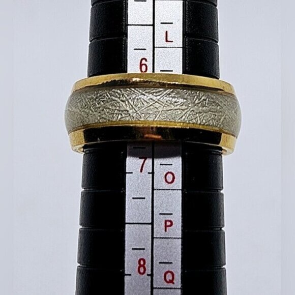 Tungsten Gold Tone Carbide Ring for Women, 8mm, Marble Inlay - Picture 7 of 9